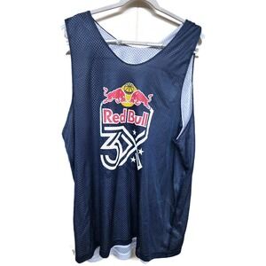 Red Bull‎ 3X Basketball Jersey Mens 2XL Blue White Reversible Mesh Graphic Tank